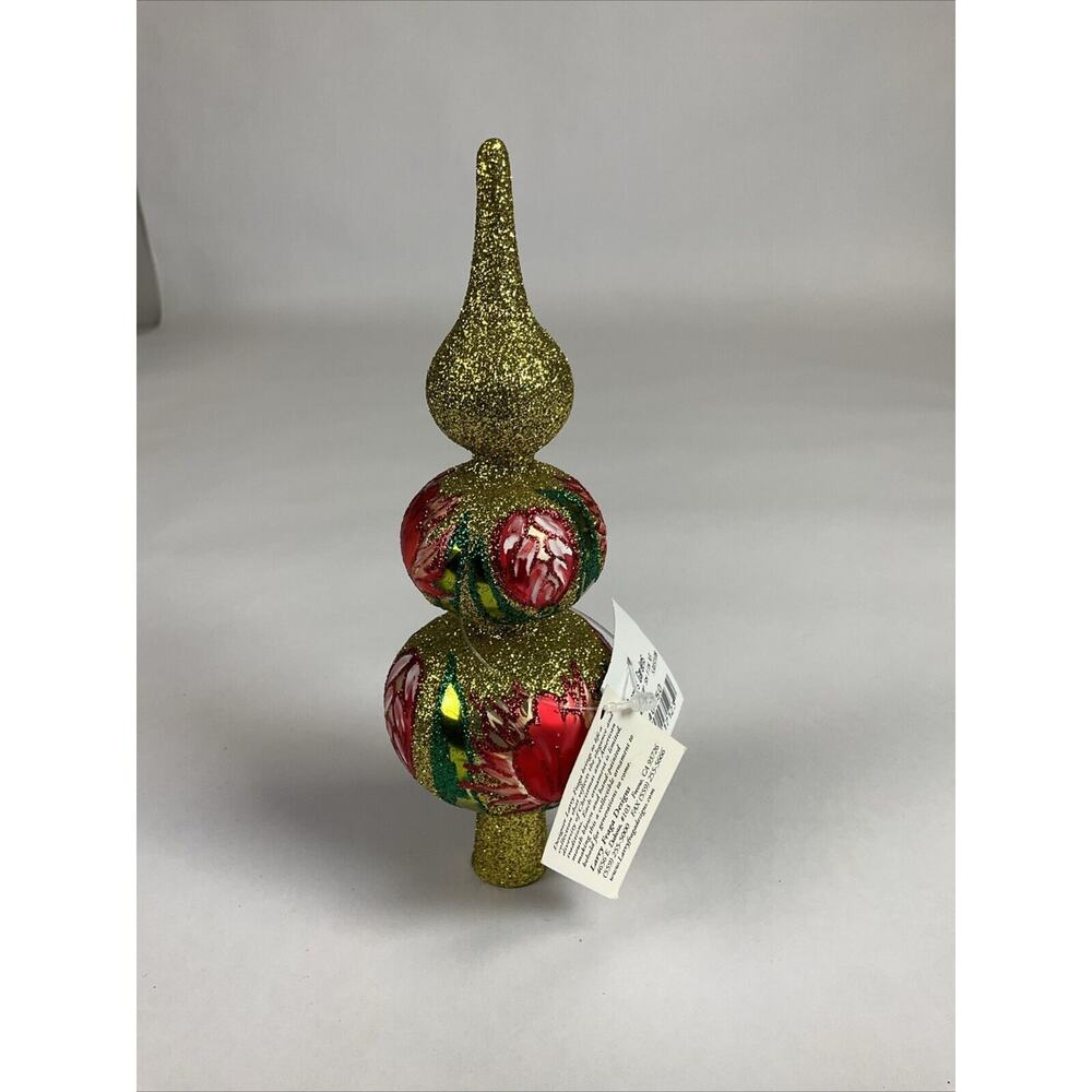 Vintage Larry Fraga Gold Glass Christmas Tree Topper Ornament Spring Pop Up - Picture 3 of 5